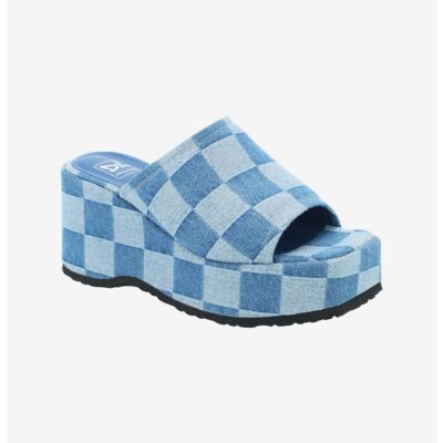 Dirty Laundry Denim Checkered Platform Sandals