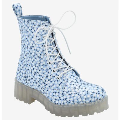 Dirty Laundry Baby Blue Floral Combat Boots