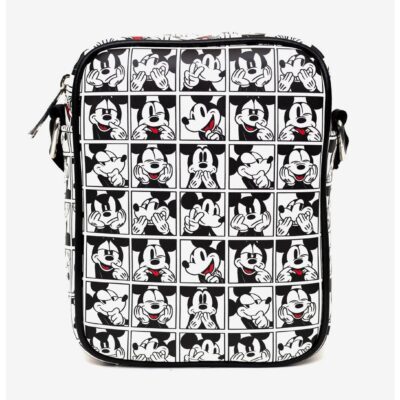 Disney Mickey Mouse Expression Blocks White Black Crossbody Bag