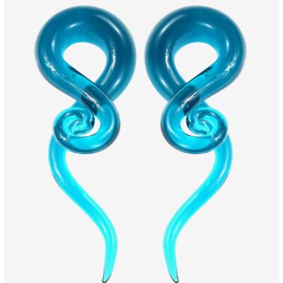 Glass Turquoise Swirl Taper 2 Pack