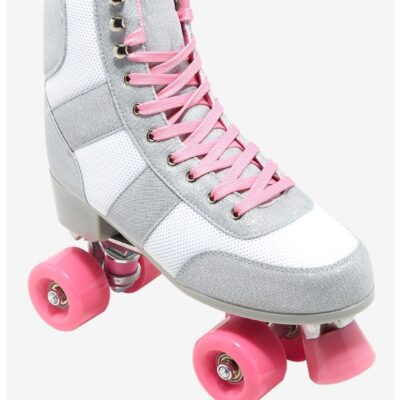 Cosmic Skates Silver & Pink Glitter Sneaker Roller Skates