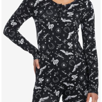 Cosmic Aura Bats & Snakes Long-Sleeve Romper