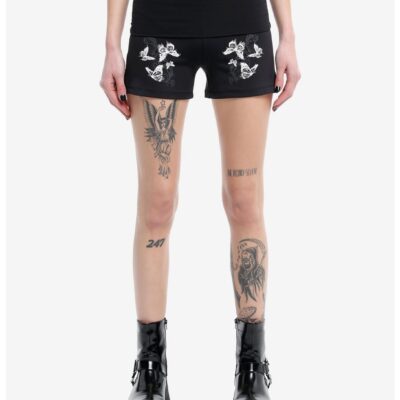 Social Collision Black Butterfly Girls Bike Shorts