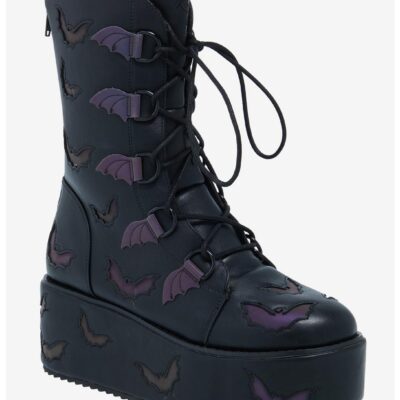 Strange Cvlt Purple Bats Platform Boots