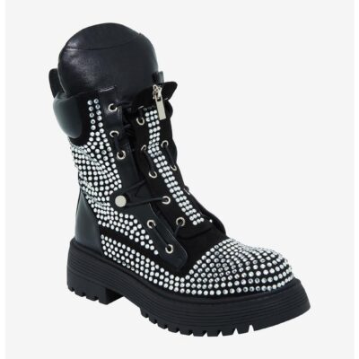 Azalea Wang Rhinestone Bling Combat Boots