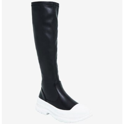 Azalea Wang Black & White Knee-High Stretch Sneakers