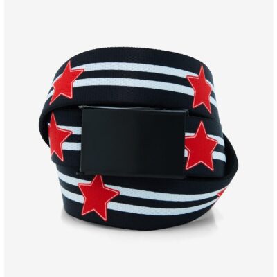 Black & White Stripe Star Snap Belt