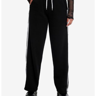 Social Collision® Black & White Stripe Snap Girls Track Pants