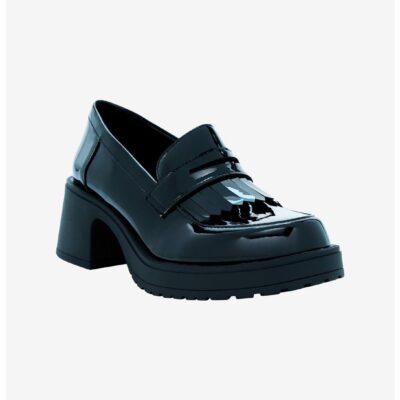 Dirty Laundry Black Patent Fringe Loafer Heels