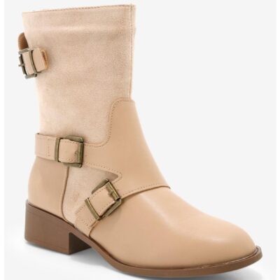 Yoki Beige Belt Boots