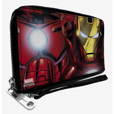 Marvel Iron Man Arc Reactor and Face Close Up Zip Around Wallet