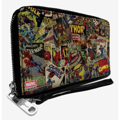 Marvel Retro Comic Books Stacked Zip Around Wallet