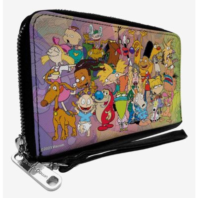 Nickelodeon 90s Character Group Pose Fade Zip Around Wallet