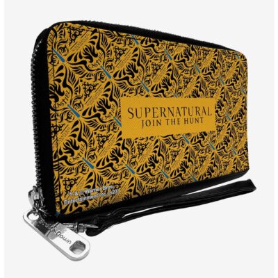 Supernatural Join The Hunt Logo Castiel Wings Zip Around Wallet