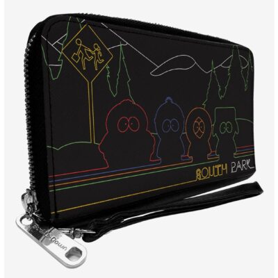 South Park Boys At Bus Line Silhouette Zip Around Wallet