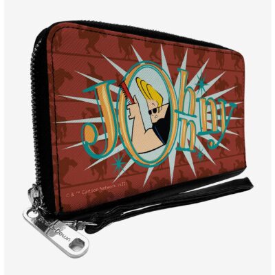 Johnny Bravo Title Logo and Flex Pose Zip Around Wallet