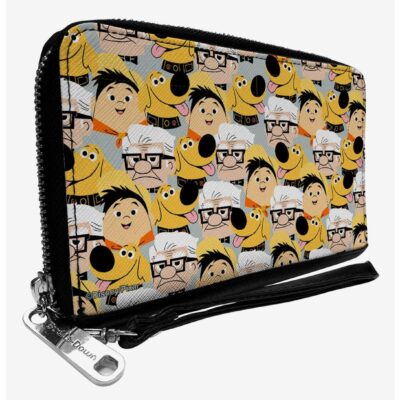 Disney Up Character Faces Stacked Zip Around Wallet