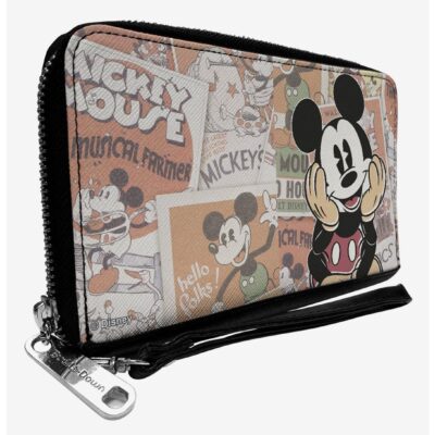 Disney Mickey Sitting Pose Close Up Stacked Comics Zip Around Wallet