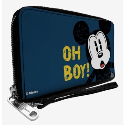 Disney Mickey Mouse Oh Boy Pose Weathered Zip Around Wallet