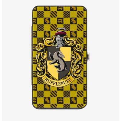 Harry Potter Hufflepuff Crest Heraldry Checkers Hinged Wallet