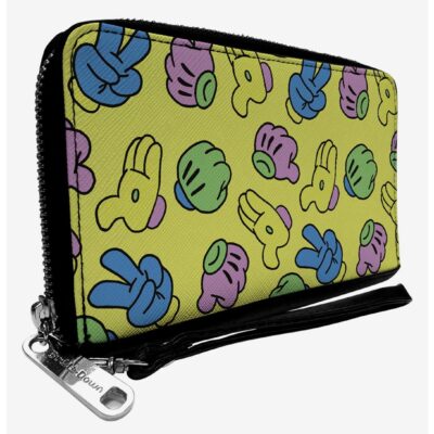 Disney Mickey Mouse Gestures Toss Print Zip Around Wallet