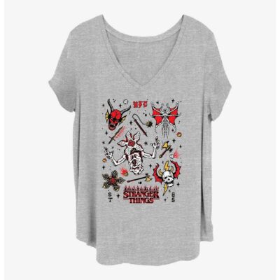 Stranger Things Hellfire Club Doodles Girls T-Shirt Plus Size