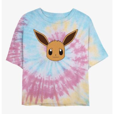 Pokemon Eevee Face Tie-Dye Girls Crop T-Shirt