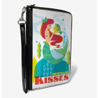 Disney The Little Mermaid Ariel And Flounder Mermaid Kisses Pose Zip Around Wallet