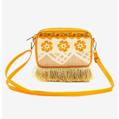 Disney Moana Embroidered Skirt Pattern Straw Crossbody Bag