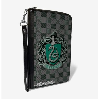 Harry Potter Slytherin Crest Heraldry Checkers Zip Around Wallet