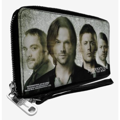 Supernatural 4-Character Face Blur and Symbols Zip Around Wallet