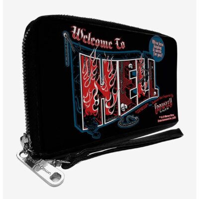 Supernatural Welcome To Hell Flames Skulls Zip Around Wallet