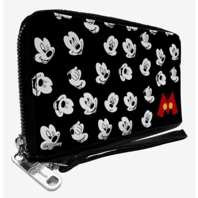 Disney Mickey Mouse Expressions Button Logo Zip Around Wallet